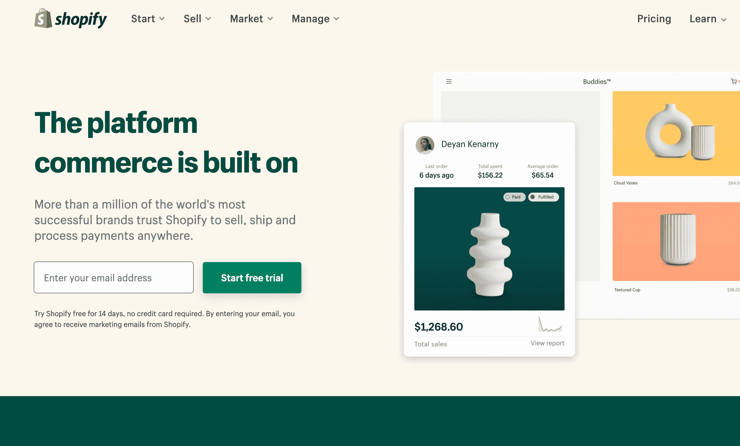 Shopify homepage